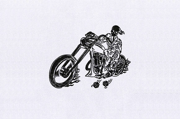 Chopper Skeleton Embroidery Design