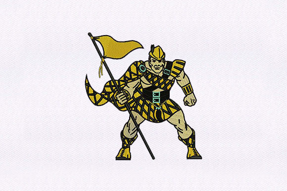 Man Holding Flag Embroidery Design