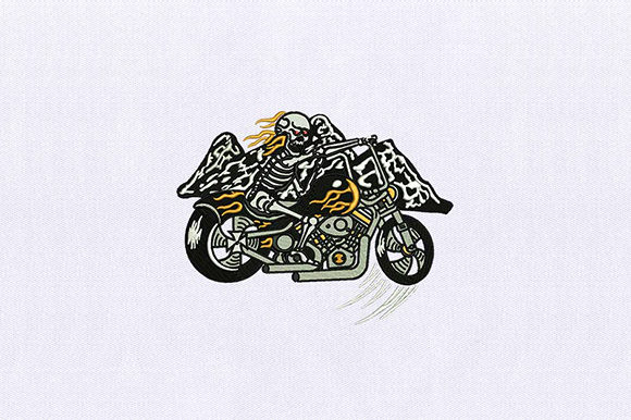 Skeleton Chopper Embroidery Design